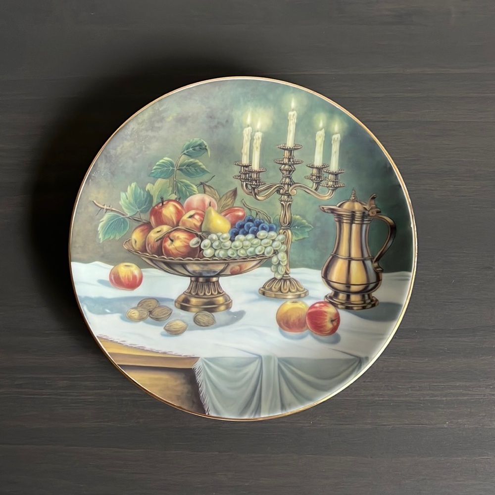 Limoges Fruit Still Life Decorative Plate with Gold Accents